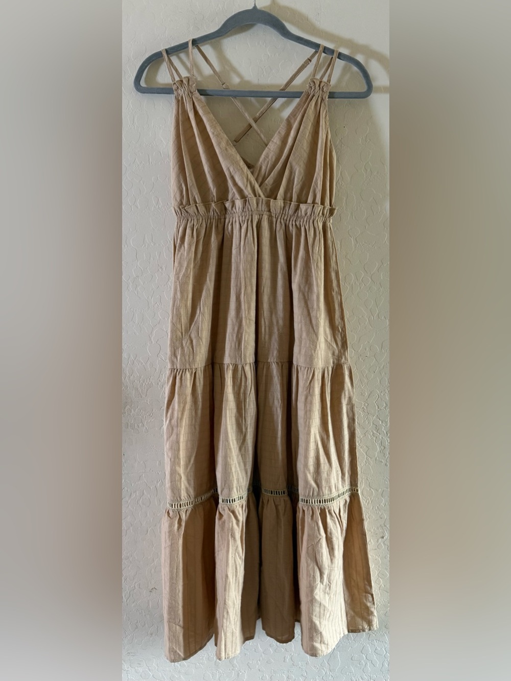 Easel, small, 100% cotton, tiered maxi dress